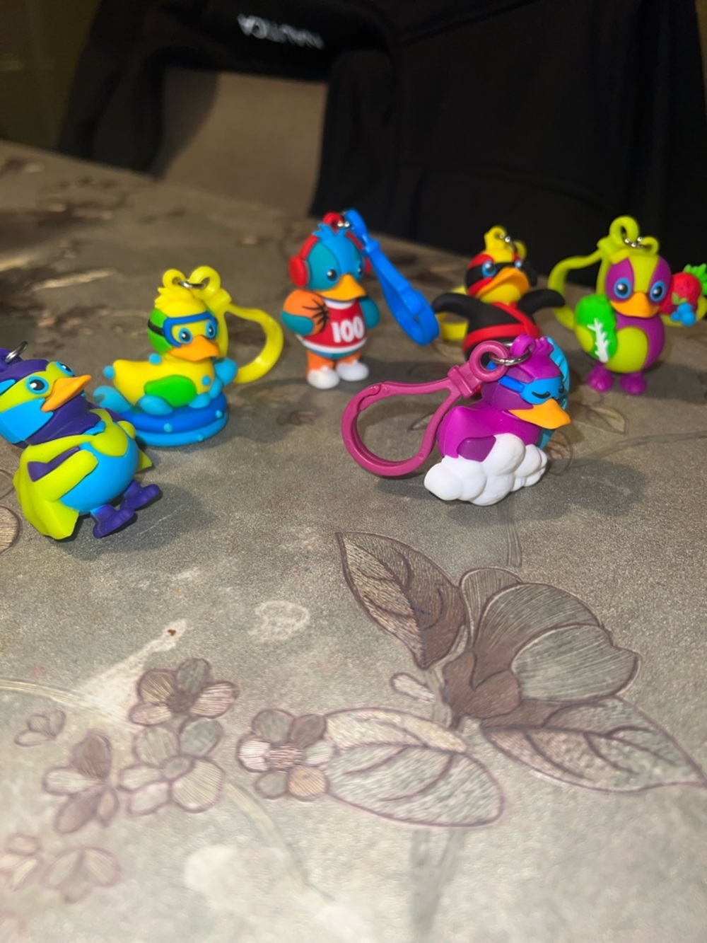 Colorful Kids Rubber Bird Keychain Toy - Purple & Blue